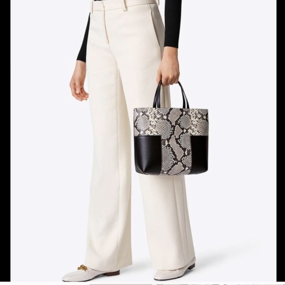 Tory Burch Block-T Mini Snake Embossed Tote - Picture 11 of 11